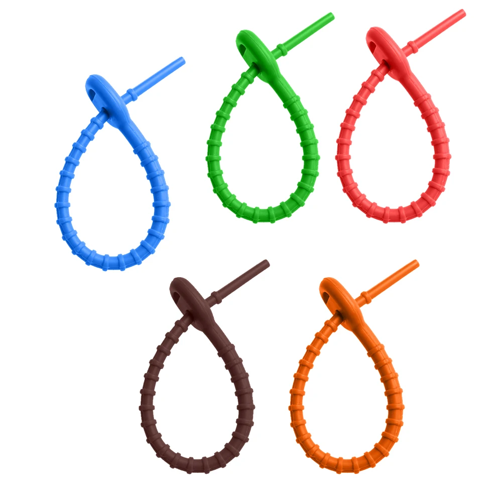 

10pcs Silicone Cable Ties Reusable Flexible Cord Organizer Wire Tying Tool For Earphone Data Cables Cord Winder Headset