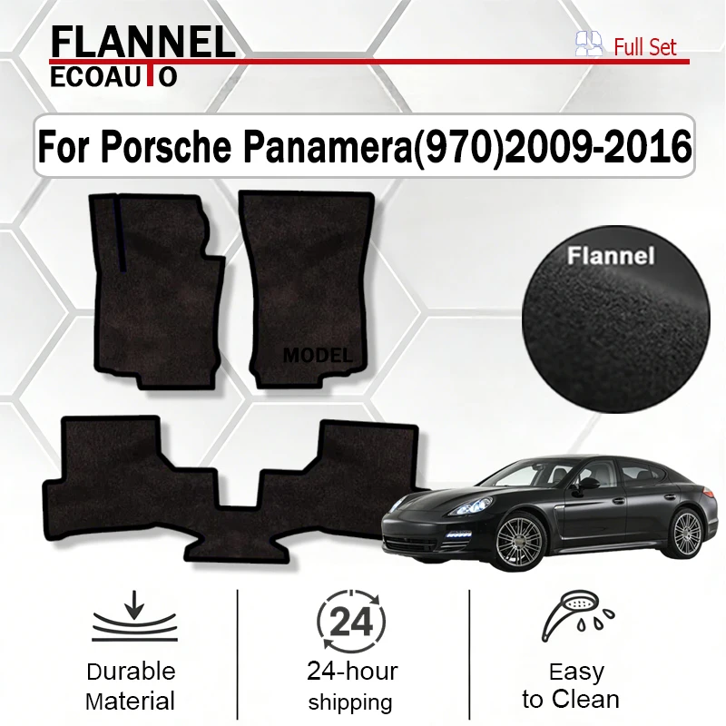 

ECOAUTO Flannel Car Floor Mats Rugs For Porsche Panamera(970)2009-2016 Anti-slip Stylish Odorless Flame retardant Carpet