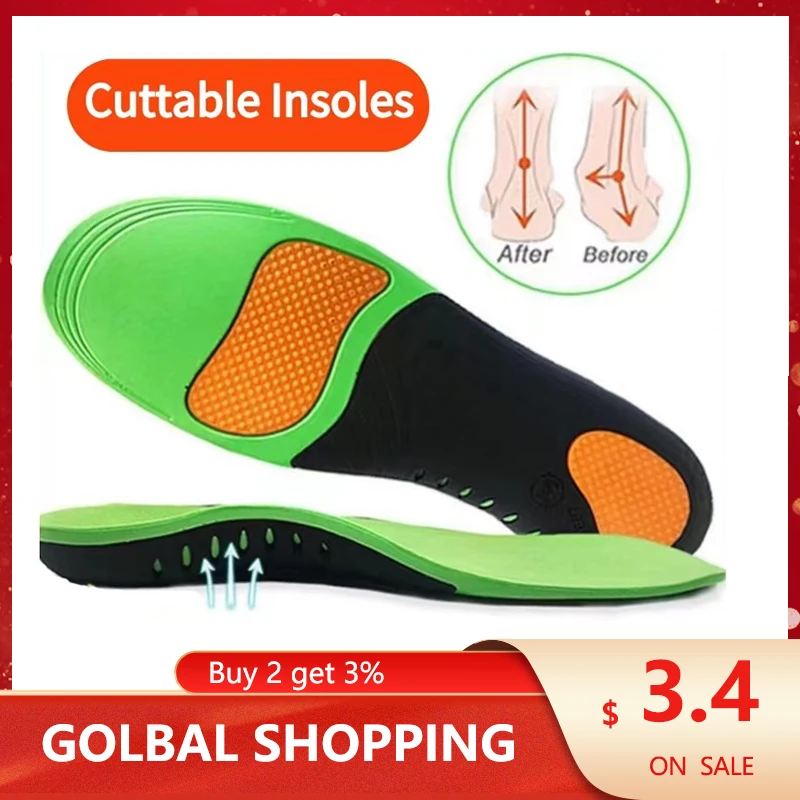 Insole Orthopedic X/O Leg Correction Cuttable High Elastic Cushion Outdoor Hiking Travel Essentials Flat Arch Support Sports