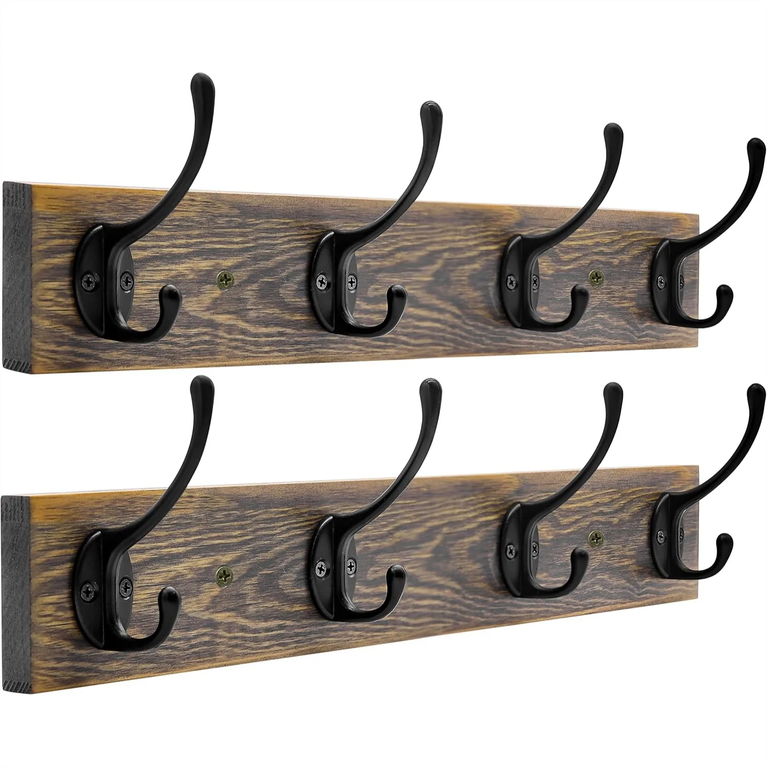 Wall Mounted Coat Rack with 8 Rustic Hooks for Hanging Coats, Bags, Towels, Hats, and Keys