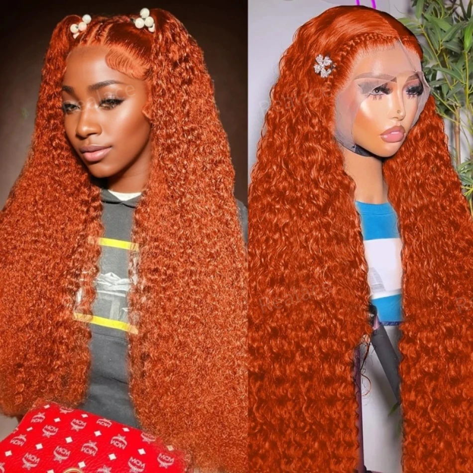 

13x6 Orange Ginger 100% Deep Wave Lace Frontal Human Hair 13x4 HD Brazilian Front Wig Curly Colored Cheap Wigs For Women Choice