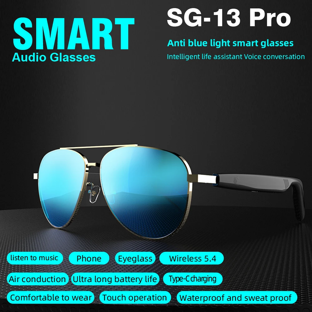 SG13 pro TWS نظارات الضوء الأزرق إطار أنيق مريح مناسب للجنسين تصميم للقيادة في الهواء الطلق نظارات الصوت الذكية