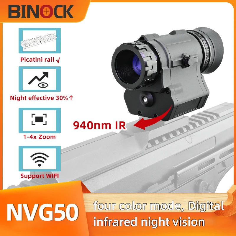 BINOCK NVG50 2.5k helmet digital night vision scope WIFI FOV 45°goggles long range 940nm IR  high power monocular for camping