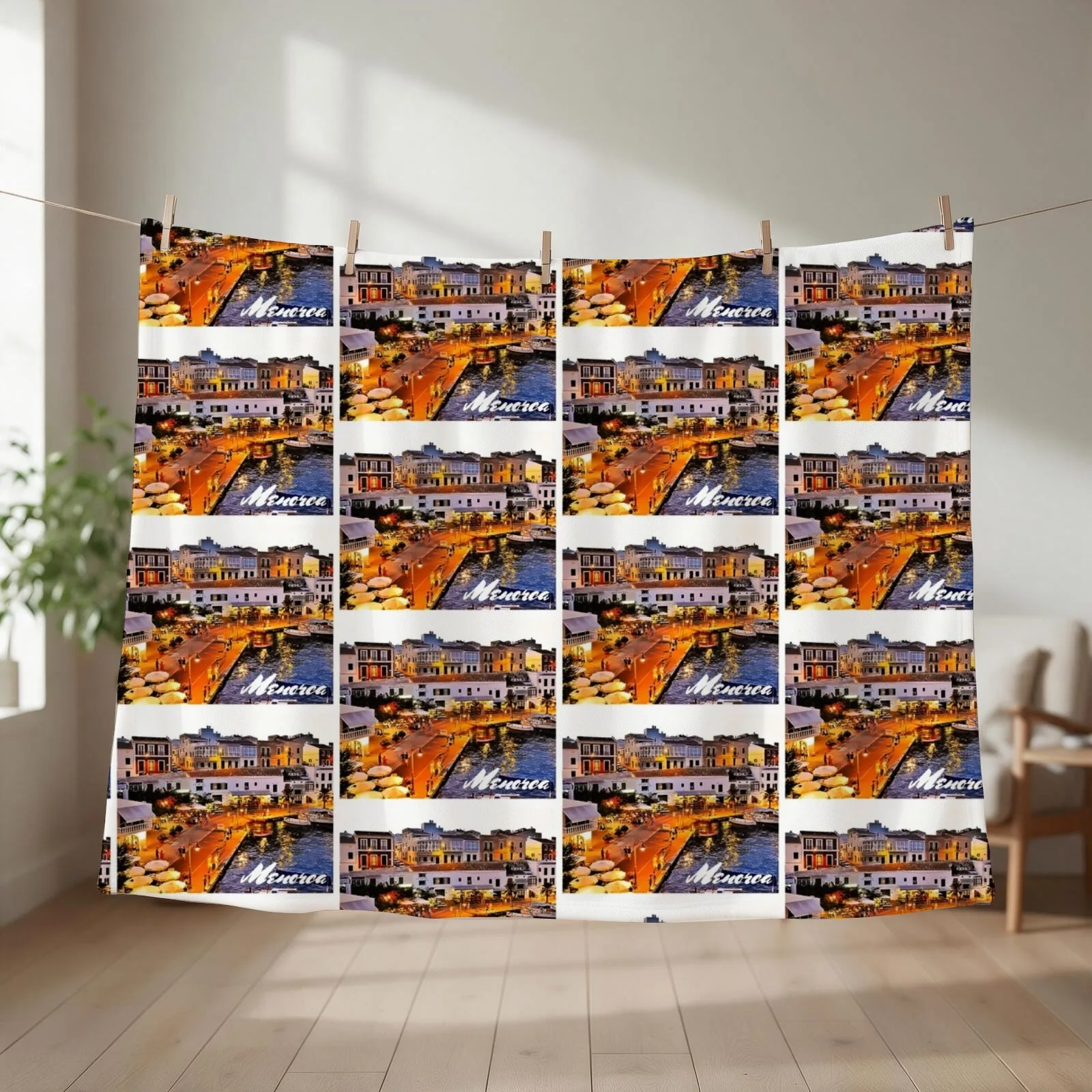 menorca spain art print Throw Blanket Extra Large Throw Single Sofa Quilt Cute Plaid Blankets