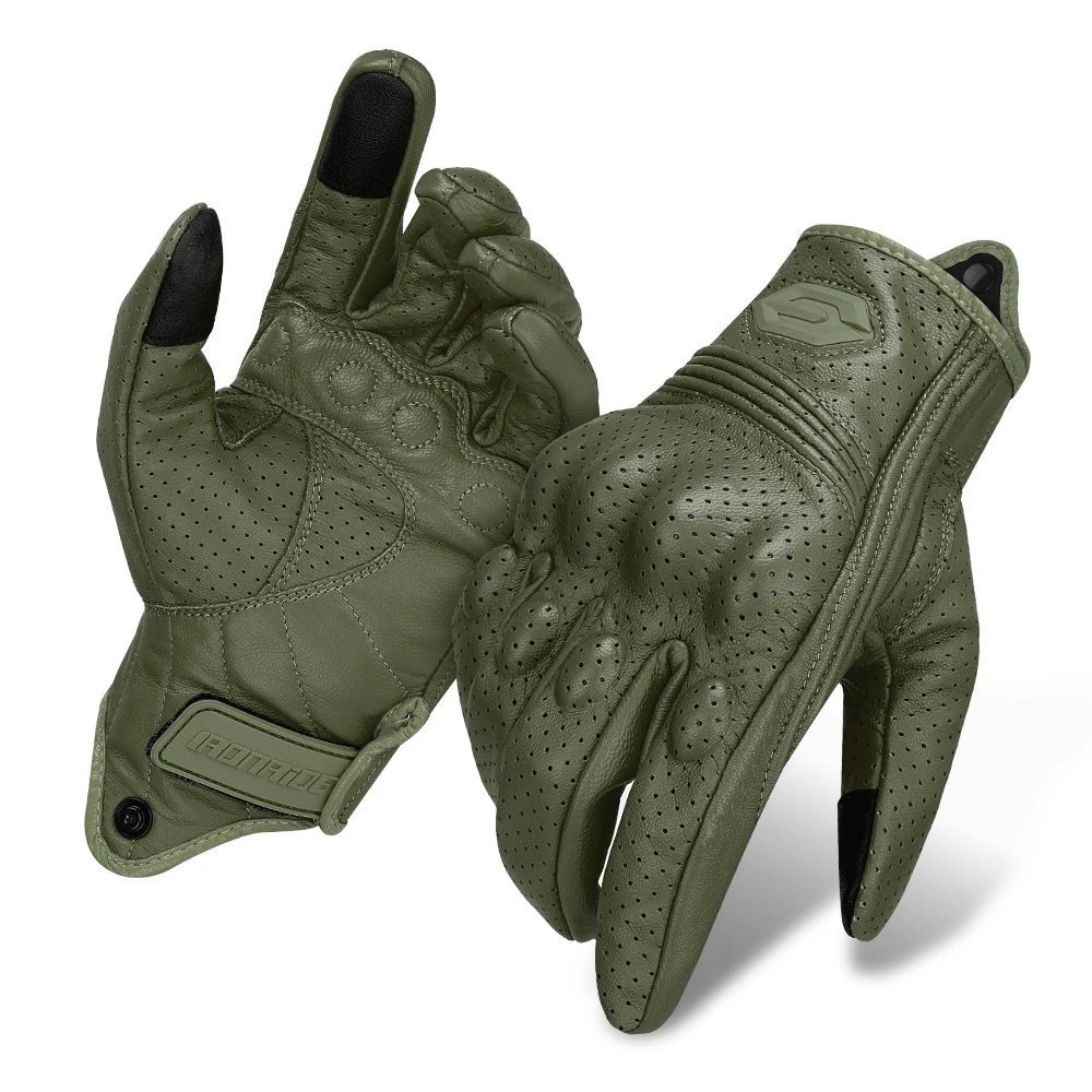 New Retro Motorcycle Riding Gloves Genuine Leather Breathable Gloves For Men and Women All-Season Comfort Fit Scooter Gloves