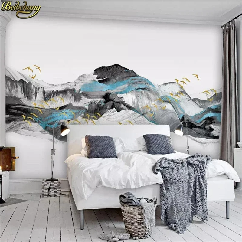 Custom Photo Wallpaper TV Background Decor blue artistic landscape TV background Mural Wallpaper roll decoration home Stickers