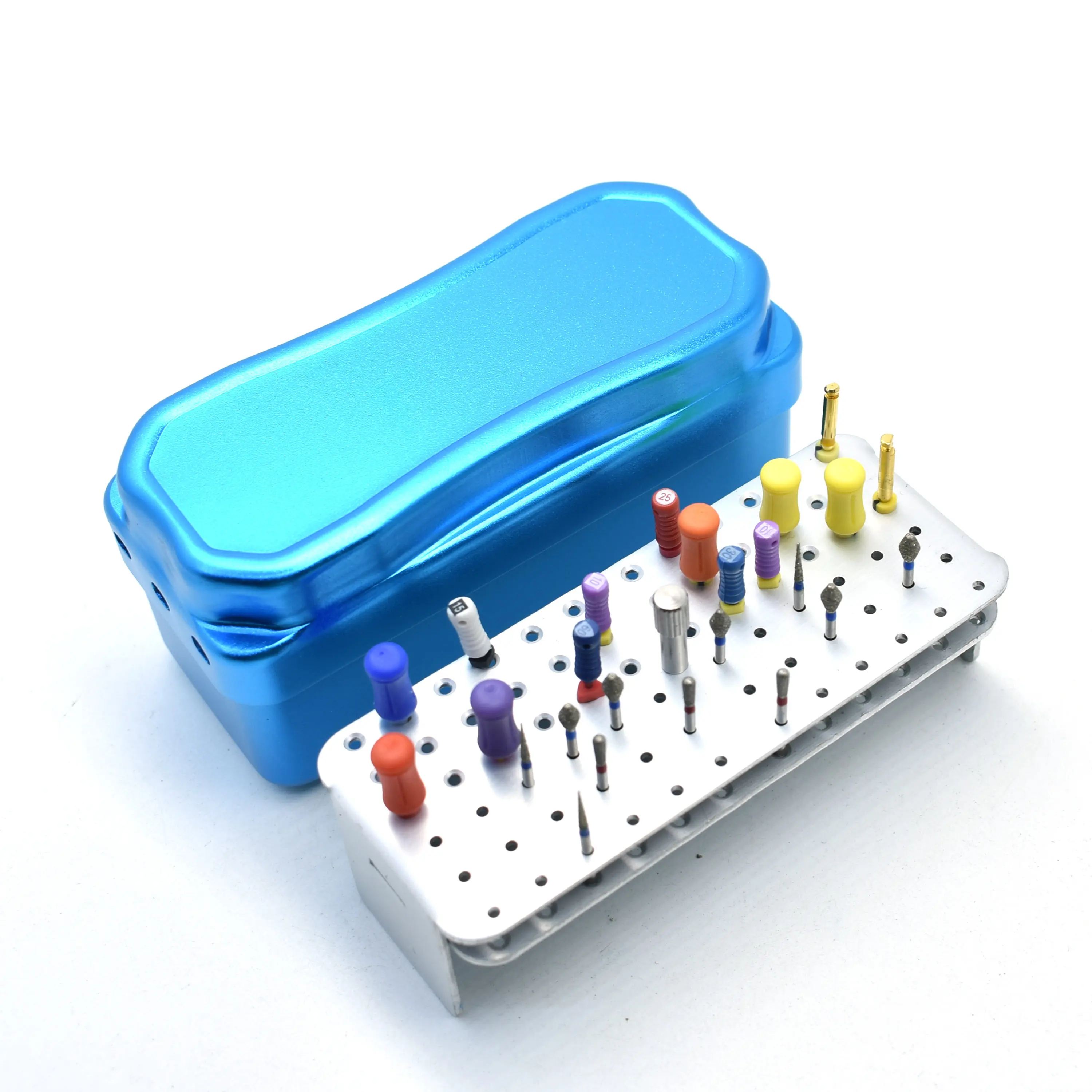 Dental Disinfection 72 Holes Endo Files Holder Metal Box Autoclave Sterilizer Case Burs For Oral Care Tools Random Color