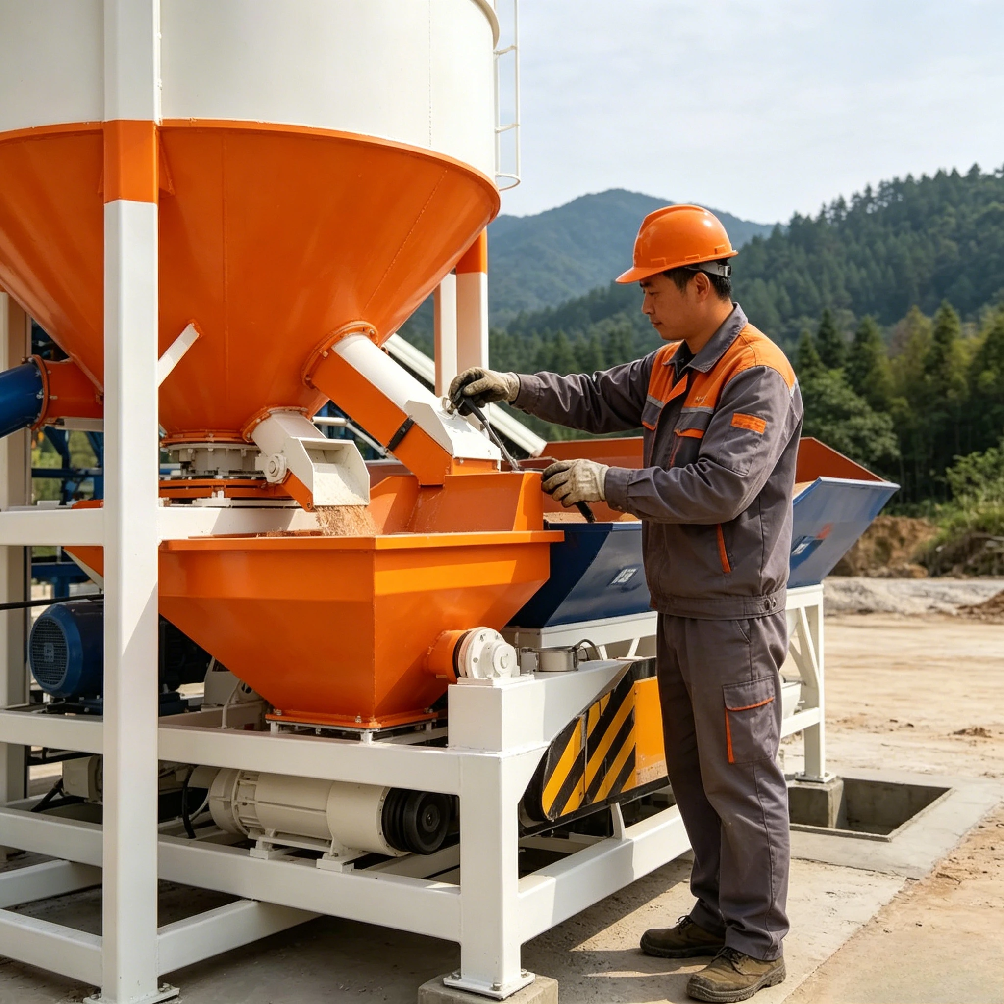 Ready-Mixed Batching Plant Dry Mortar Production Line Cement Concrete Mixing Station 15-25kw Easy Operation 3000kg Customized