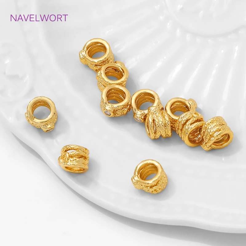 18K 금도금 황동 지르콘 스페이서 비즈, 쥬얼리 제작용, 비즈 분리기, 장식용 비즈, DIY 팔찌 액세서리