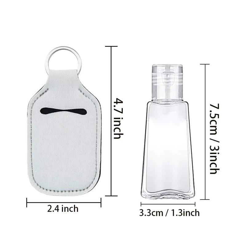 20 Pcs Empty Travel Bottle And Keychain Holder Set Includes 30Ml Reusable Clamshell Container, Keychain Bottle Holder
