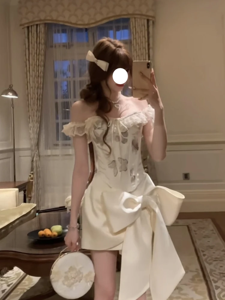 

Elegant Vintage Knot Slimming Top And Halter Skirt Set Charming Early Rich Girl Style Half Skirt Ensemble