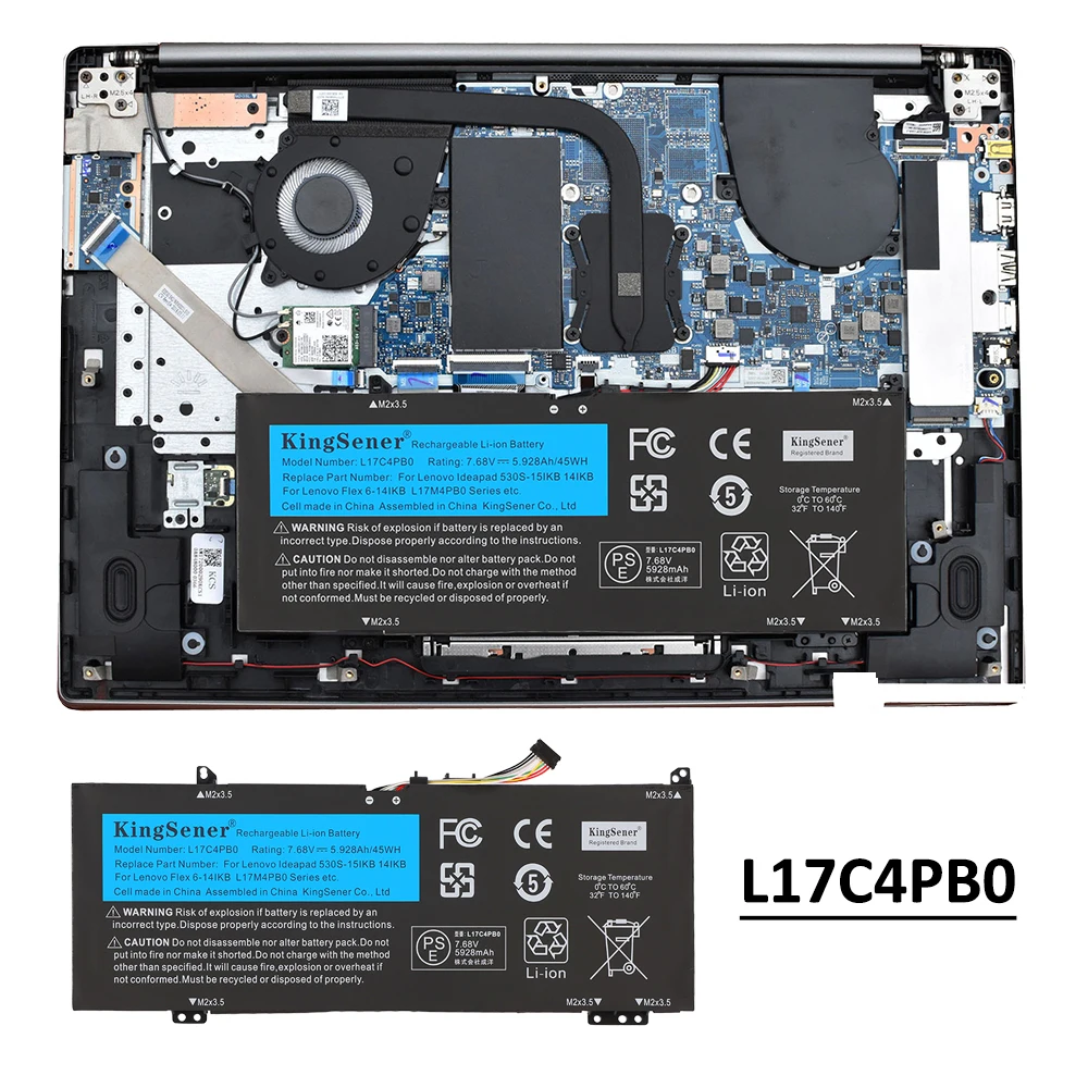KingSener L17C4PB0 Laptop Battery For Lenovo Xiaoxin Air 14ARR 14IKBR 15ARR 15IKBR Ideapad 530s-14IKB 530s-15IKB L17M4PB0 45WH