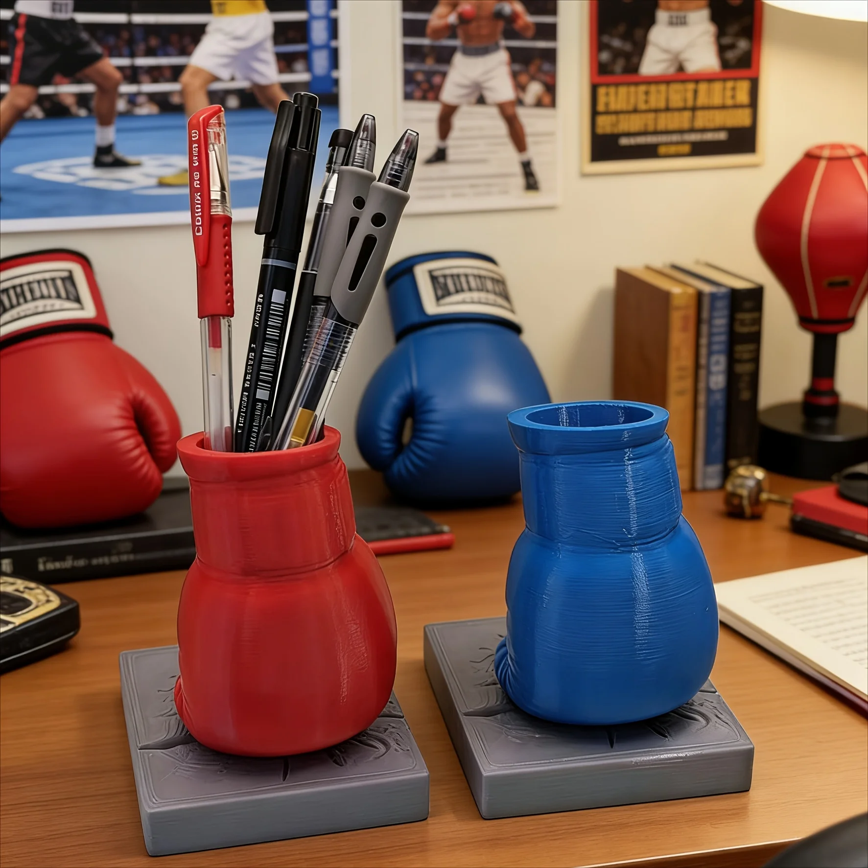 Creative Boxing Glove Pen Holder Desktop Pencil Rack Unique Stationery Storage Ornament Office Desk Gift Boxing Enthusiasts