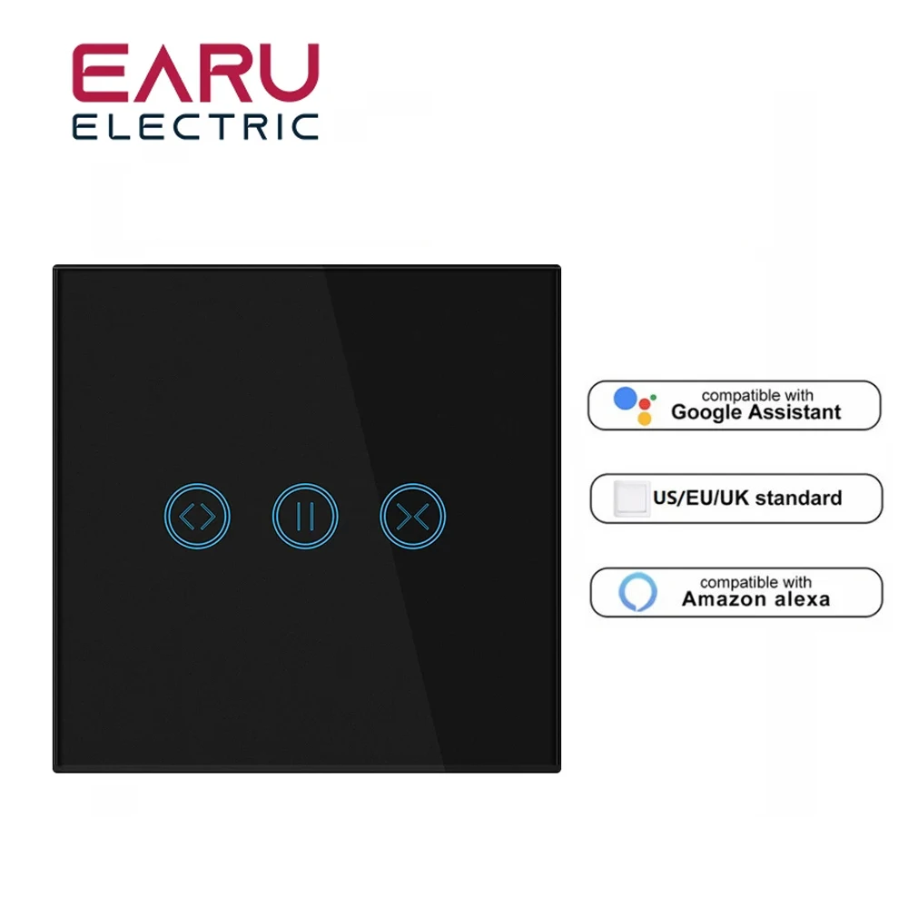 와이파이 스마트 타이머 유리 벽 터치 커튼 스위치 컨트롤러, 롤러 셔터 전기 모터, 투야 스마트 라이프, 구글 홈 알렉사