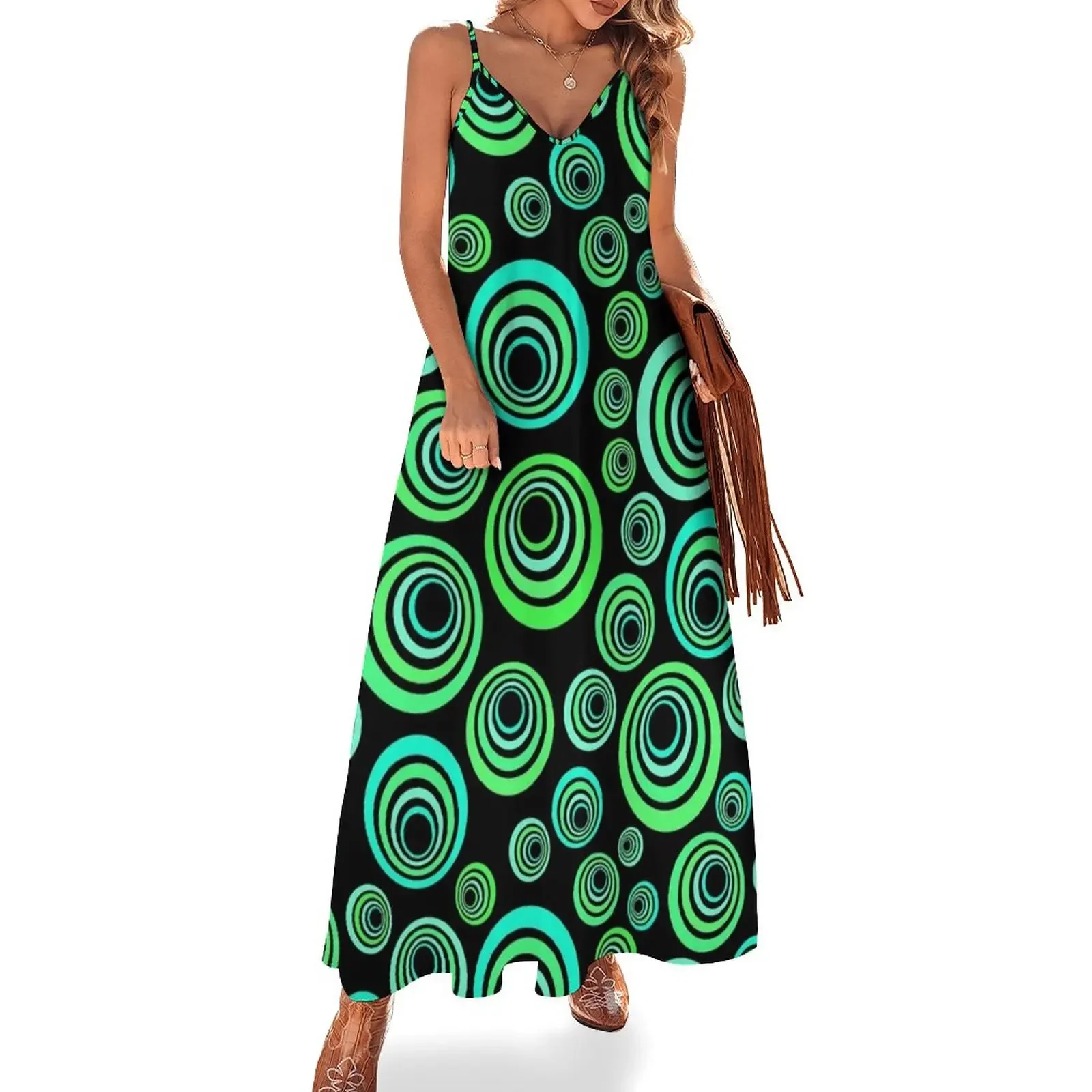 Neon blue and green Sleeveless Dress summer dress for women 2025 elegant evening dresses for women 2025 Dress