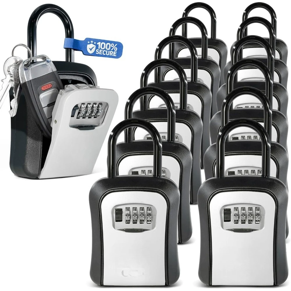 

New upgrade 12 Pack 4 Digit Combination Lockbox for Keys Outdoor, Portable, Waterproof, Realtor Lock Box,Safe and Secure