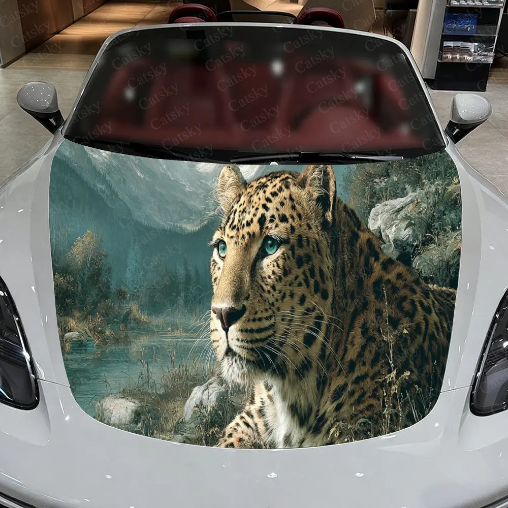 

Leopard in Serene Wilderness Car Hood Stickers - Self-Adhesive, Waterproof and Durable Vinyl Wrap, Decorate And Protect Your Car
