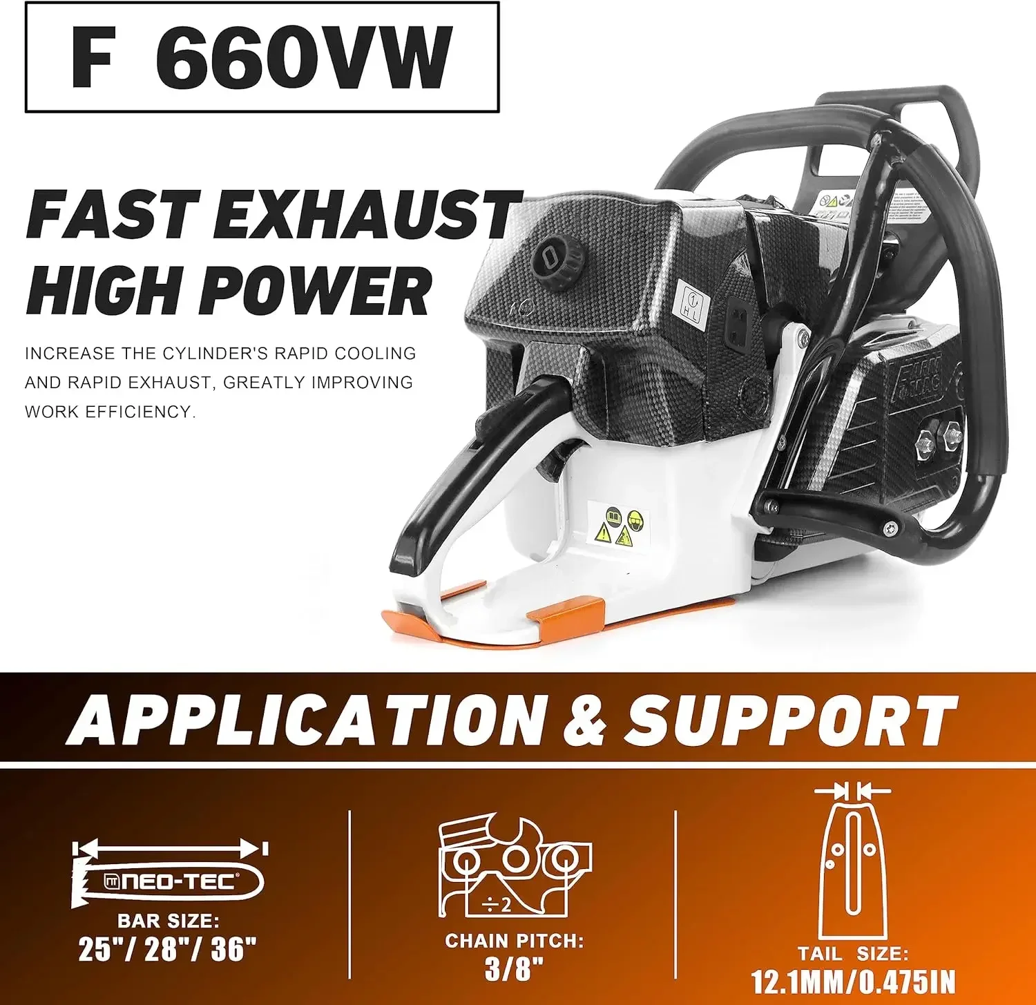 Motosserra a gás de 36 polegadas, motosserra NEOTEC 92cc motosserras de energia a gasolina de 2 ciclos, 5,2KW 7HP, todas as peças compatíveis com MS