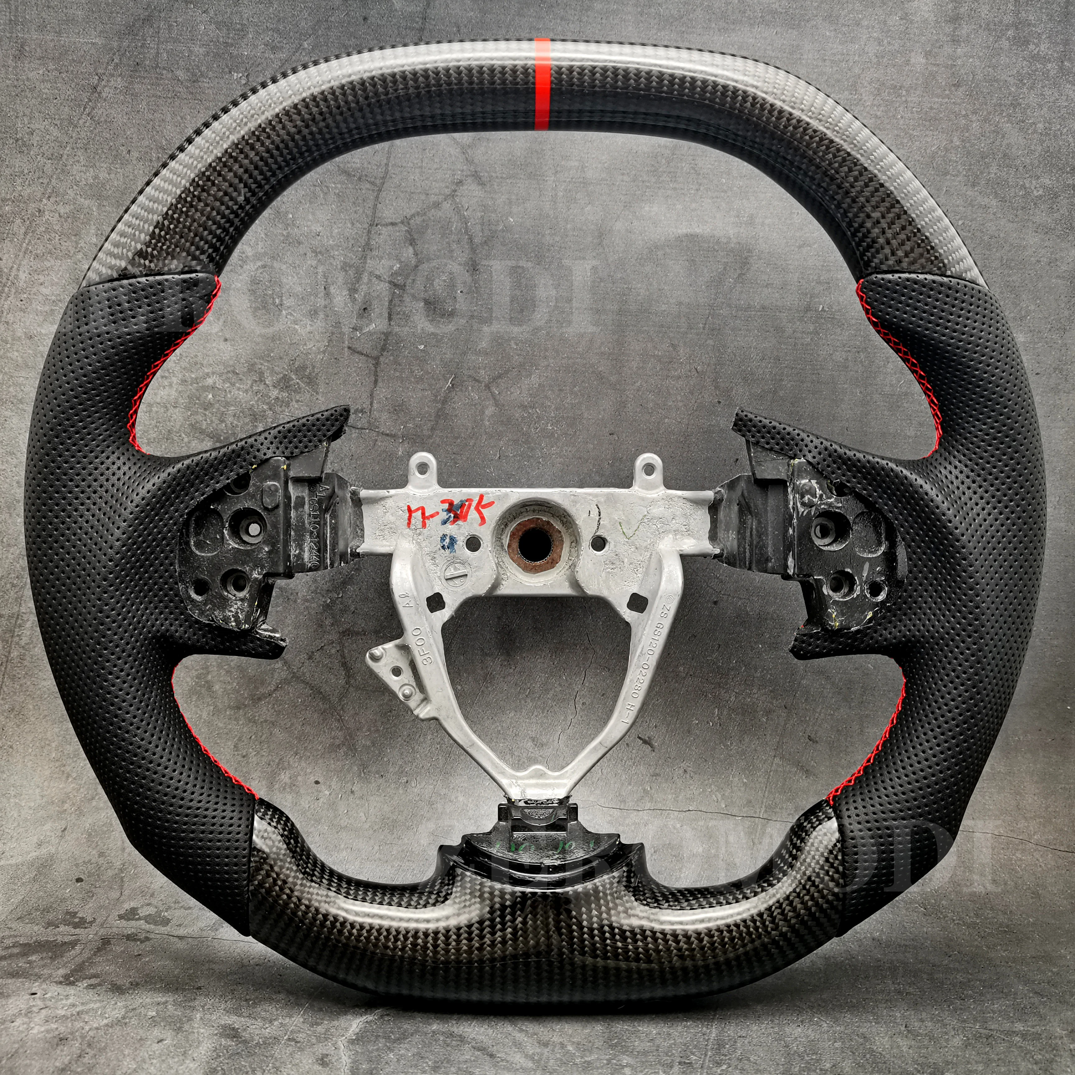 Custom Carbon Fiber Perforated Leather Steering Wheel For Mitsubishi Lancer