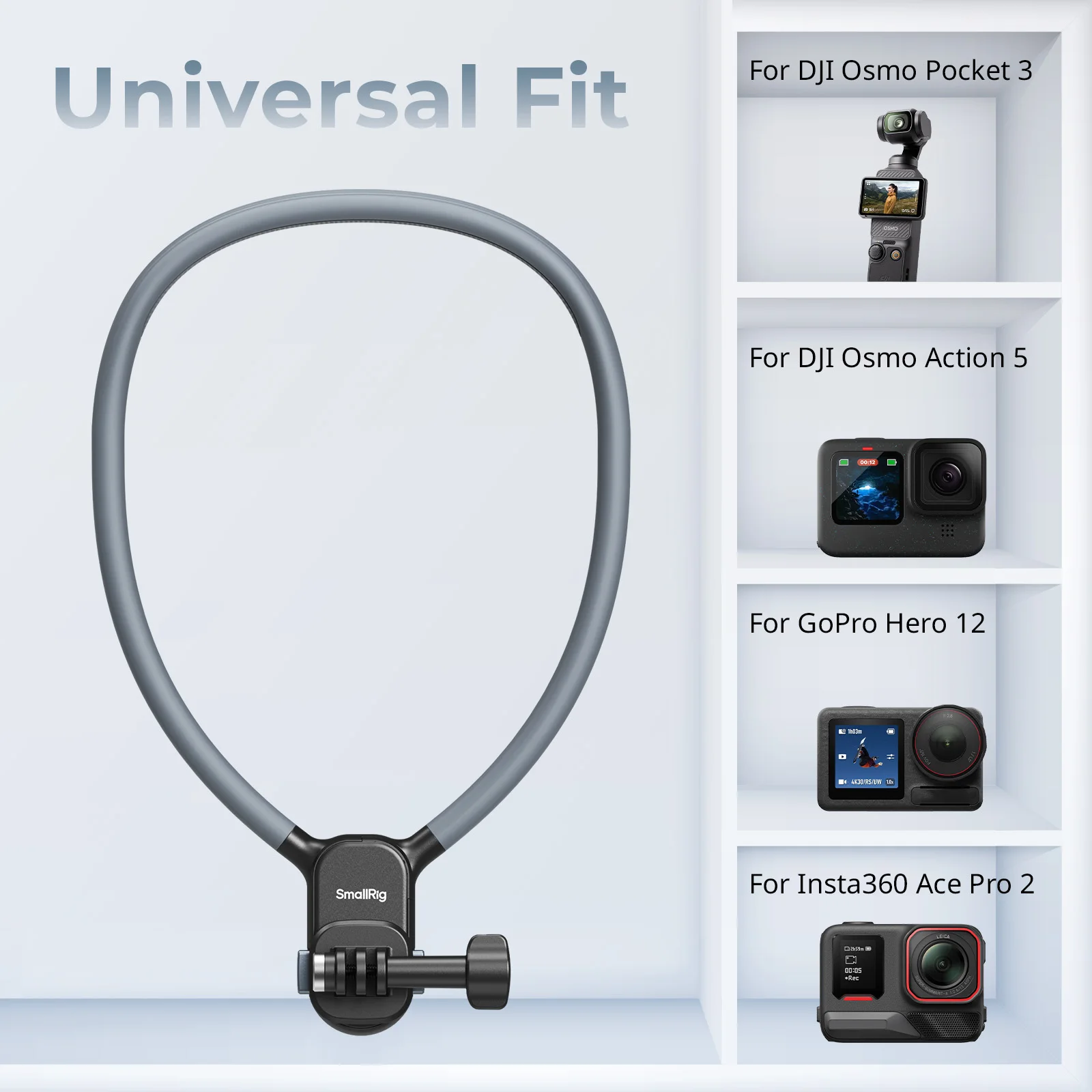 SmallRig Soporte de cuello de liberación rápida para cámara de acción 600 mm Universal apto para DJI para Insta360 para cámaras de acción GoPro 5126