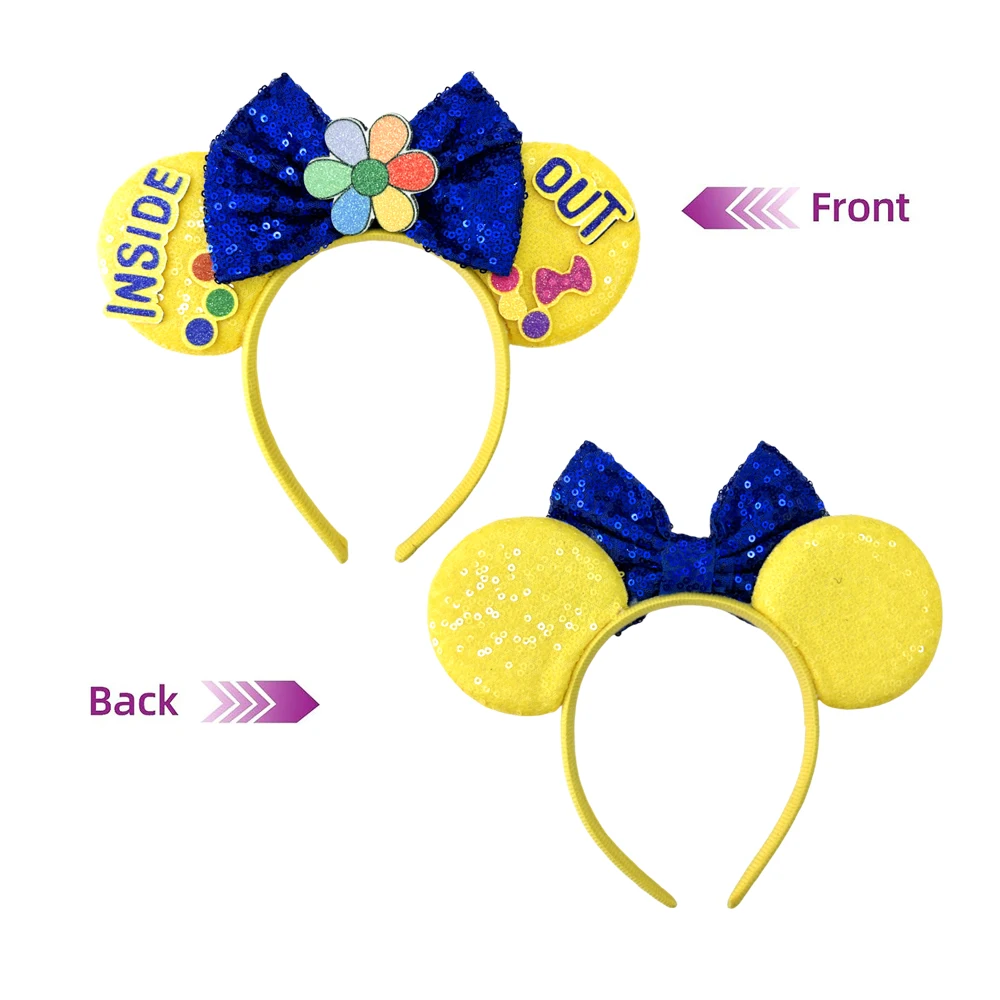 Inside Out 2 Theme Mickey Mouse Headband Anime Cartoon Joy Sadness Anger Disgust Fear Cute Ear Headband Cosplay Decorative Gift