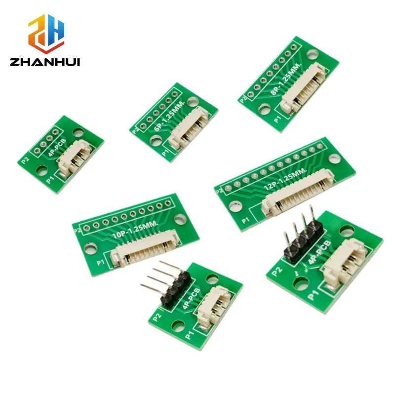 1.25mm Spacing Horizontal Paste Terminal Socket 4P-12Pin SMD Turn DIP Conversion Test Board 2/5/10Pcs
