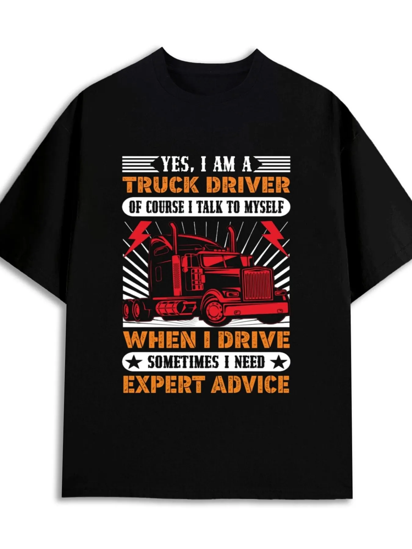 Funny Truck Driver Truck & Trailer Graphic T-Shirt 100% Cotton O-Neck Short Sleeve Summer Casual Mens T-shirt Streetwear