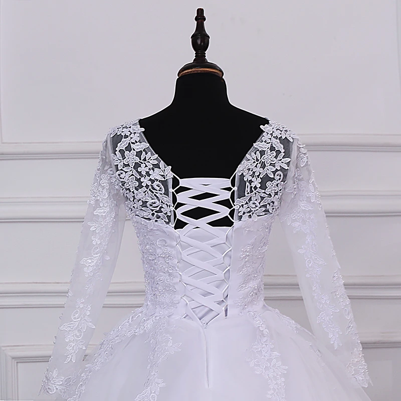 Long Sleeve Wedding Dresses Cheap Wedding Dress Pure White Wedding Dresses With Train Customized Brides Party Dress 2025 New