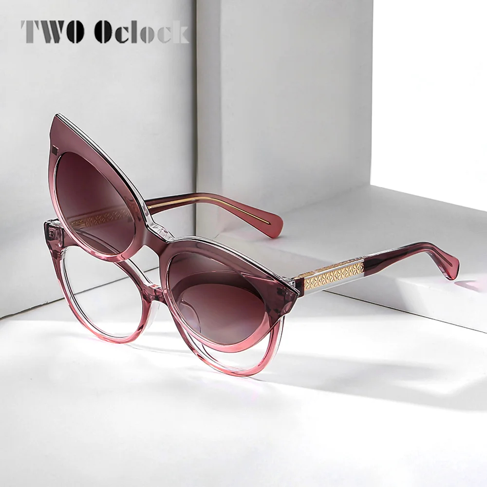 

Luxury Clip On Glasses Woman Magnetic Sunglasses For Car Polarized UV400 Retro Gradient Cat Eye Eyeglasses Female Spring Hinge