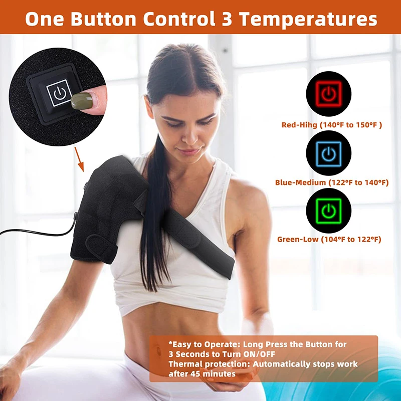 Shoulder Heating Pad Heated Wrap 3 Adjustable Temperature Set Therapy Rotator Cuff Shoulder Pain Relief Electric USB Wrap Band