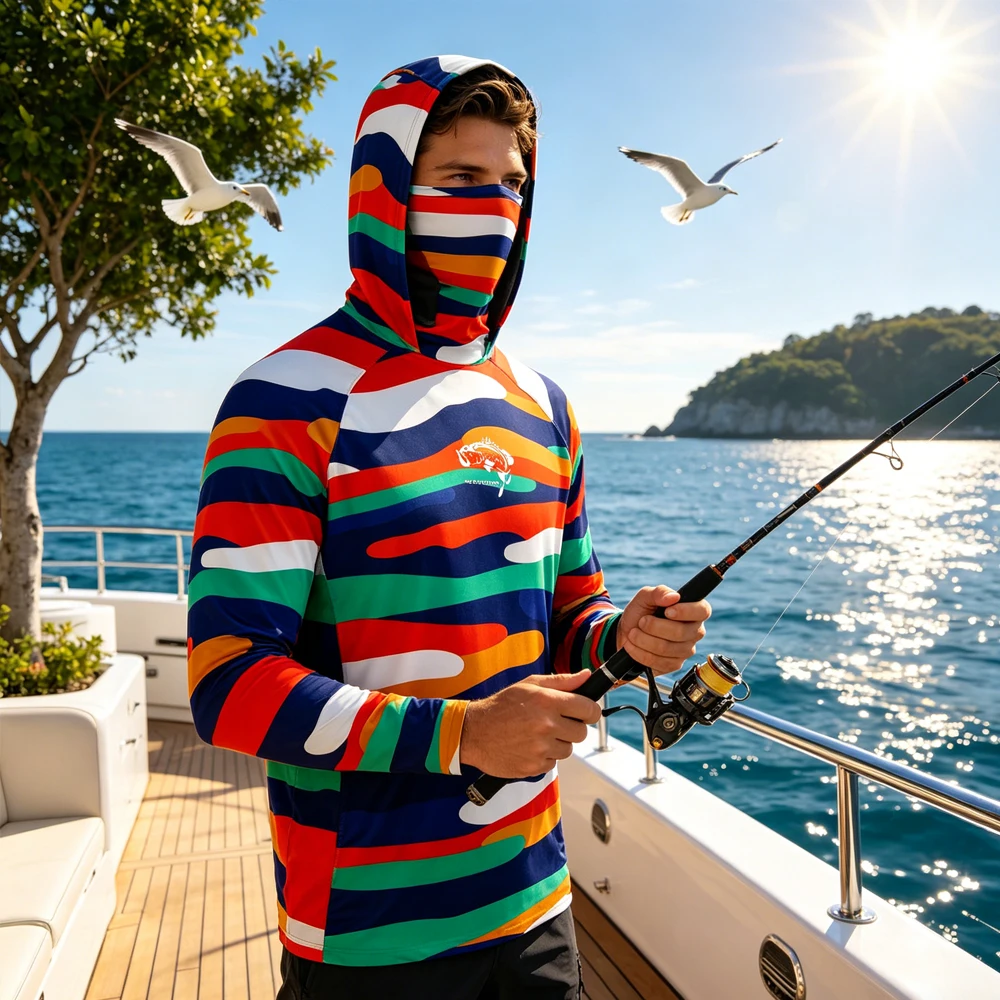 

Breathable Men's Fishing Clothing Long Sleeve UPF50+ Fishing Hoodie UV Hoodie Lightweight Fishing Wear Shirt for Fishing Hiking