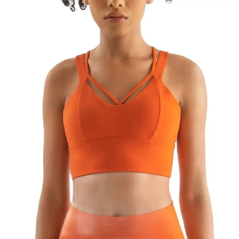 SOISOU-Nylon Sports Bra para Mulheres, Sexy Cross Tops, Roupa Interior Respirável, Sutiã De Fitness, Roupas De Ginástica, Roupas De Yoga