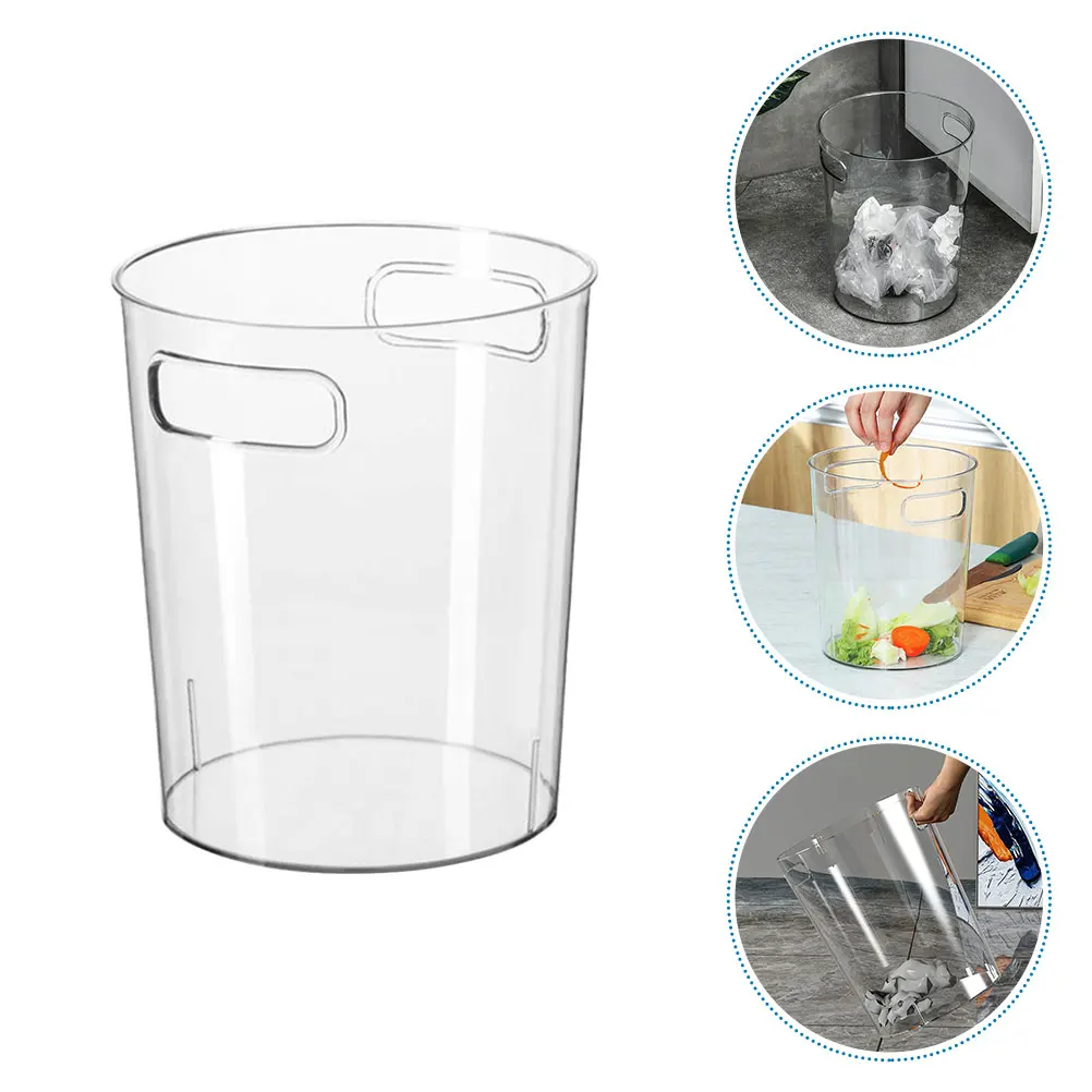 

Creative Trash Can Large Capacity Desktop Garbage Bin Transparent PET Kitchen Waste Bucket Household Storage Container Office
