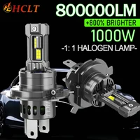 Faro LED H4 CANBUS de 1000W para Auto y Motocicleta, Súper Brillante, Conexión Directa, con Ventilador, 6000K, Luz Alta/Baja, Faro Delantero para Moto