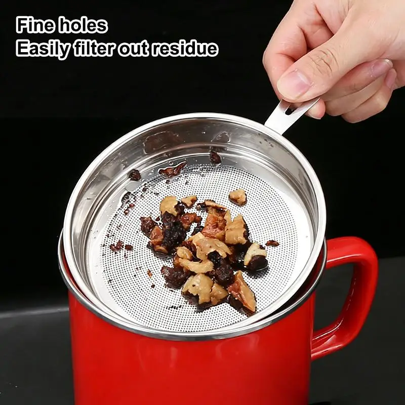 【MA】Stainless Steel Fine Mesh Food Strainer Durable Dense Holes For Kitchen Use Tea Brewing Residue Filtration