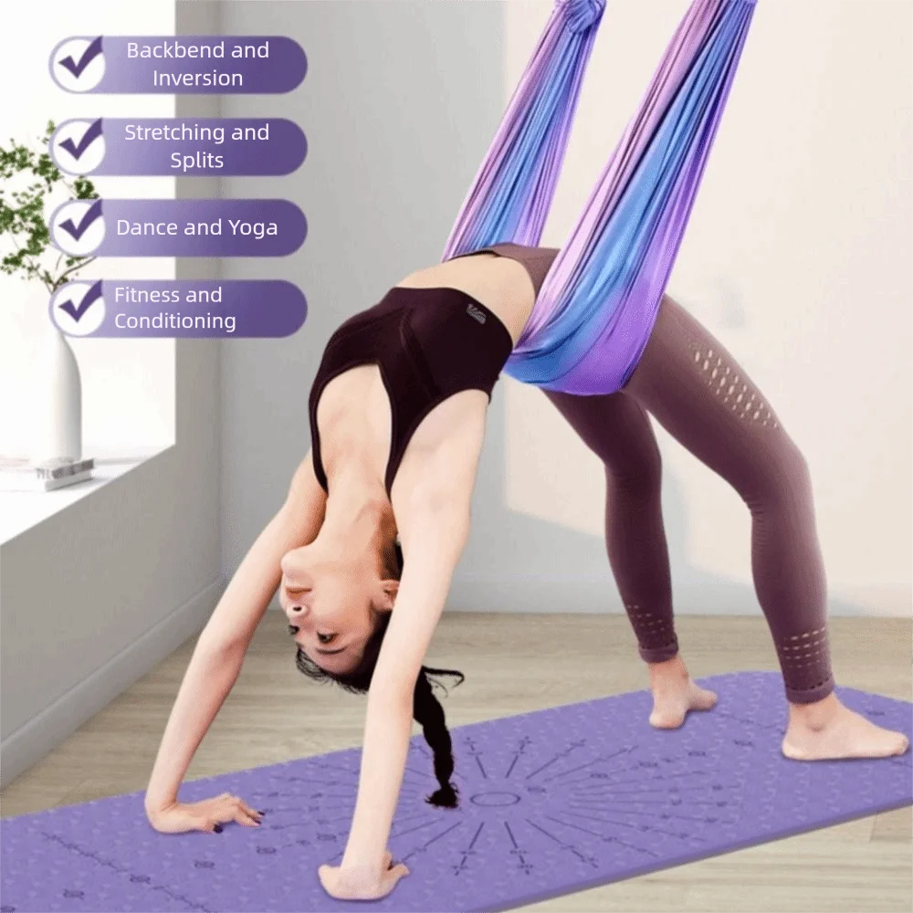 

Adjustable Women Aerial Yoga Strap Elastic Stretch Resistance Auxiliary Aerial Yoga Hammock Swing Door Hanging