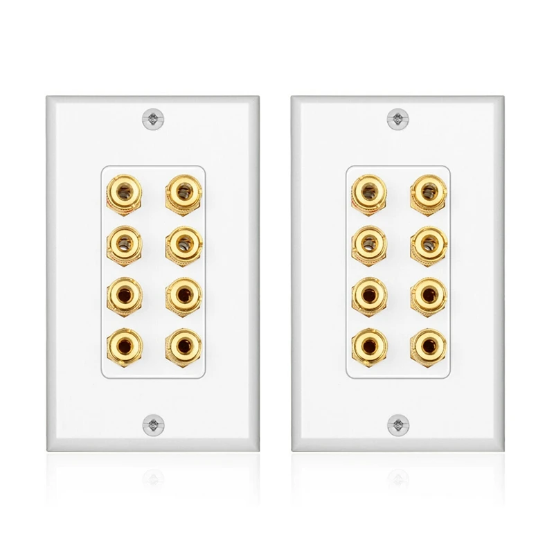 

2X 8 Posts Speaker Wall Plate Home Theater Wall Plate Audio Panel For 4 Speakers