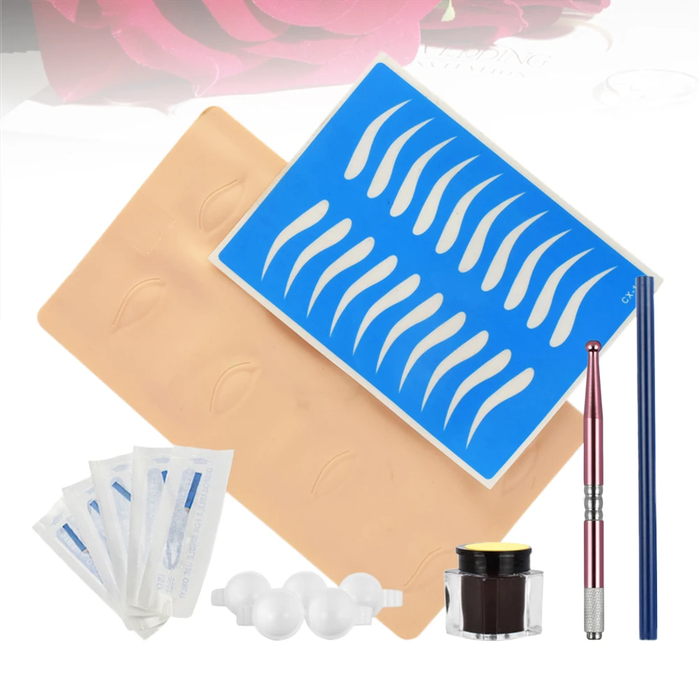 

Microblading Pen Kit Round Head Eyebrow Pencil Pink Practice Skin Tool Set Graceful Practical Shape Easy Operation