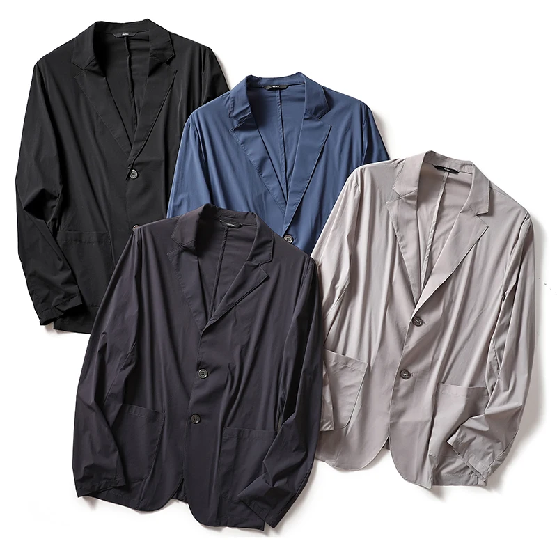 

Весенне-летний деловой повседневный мужской легкий эластичный тонкий костюм с защитой от солнца, легкая верхняя одежда, куртка-ветровка