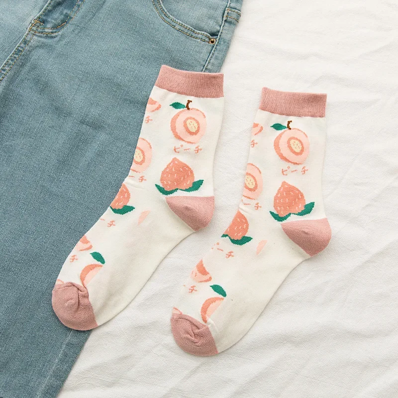 New Fashion Socks Kawaii Cotton Watermelon Strawberry Banana Avocado Women Korean Version of Socks