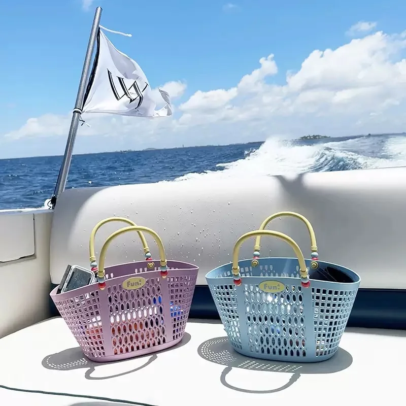 High-Aesthetic Outdoor Cam Handheld Basket Beach Bathing op Vegetable Bung Home Use Utili Plastic Basket