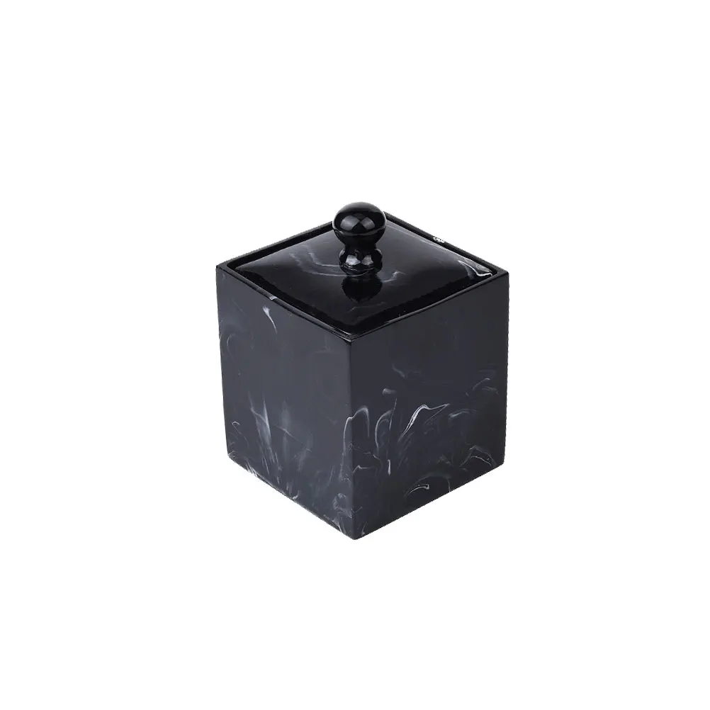 

Cotton Swabs Holder Storage Box for Makeup Pads Apothecary Jars Black Baby Modern Design Space Saving Functional Decorative