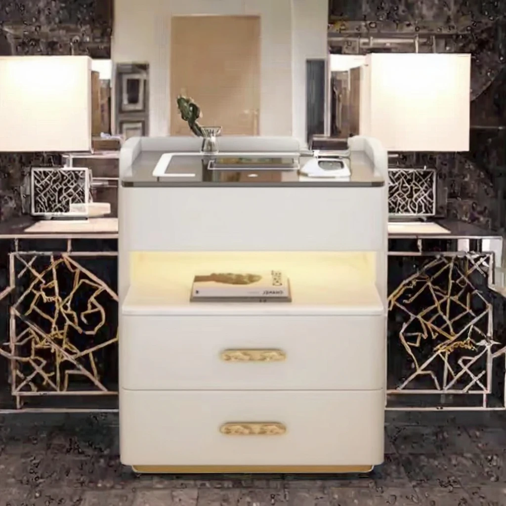 

#Luxurious Smart Power With Wireless Charging And LED Multi-functional Bedside Table