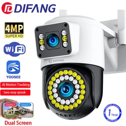 DIFANG 4K 8MP WiFi Camera Dual Lens Security Camera CCTV Dual Screen PTZ Ai Tracking Mini 360° View Video Surveillance Yoosee