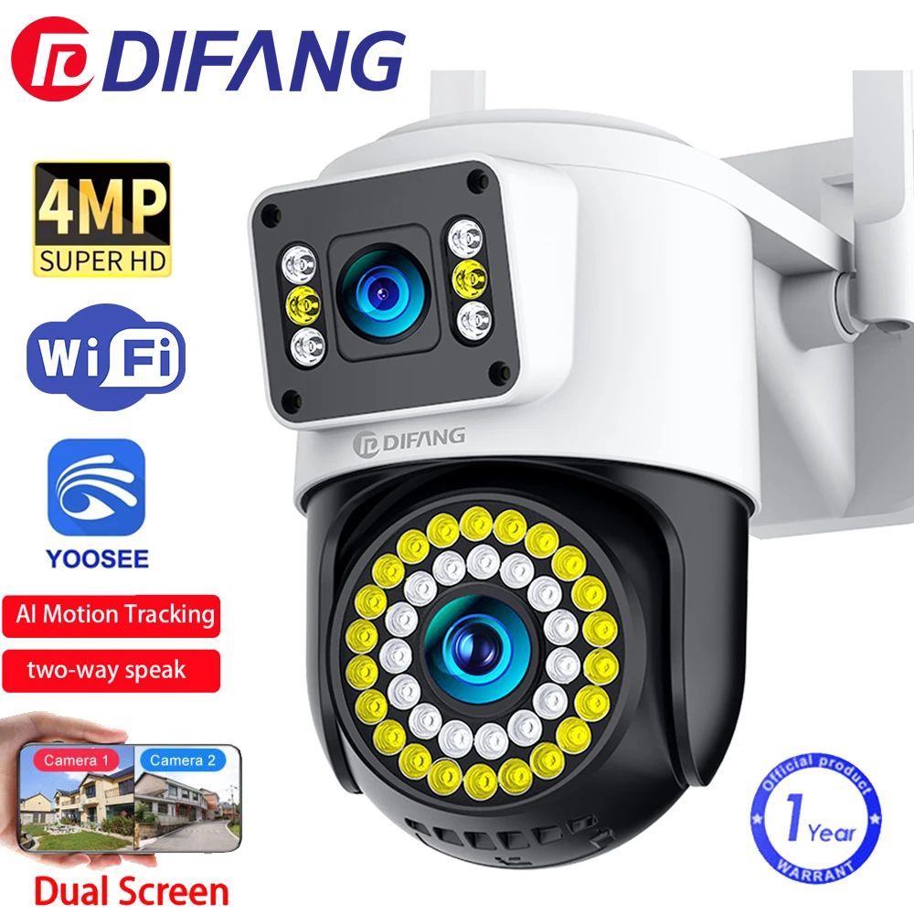 difang 4k 8mp wifi camera de seguranca de lente dupla cctv tela dupla ptz ai tracking mini 360 ver videovigilancia yoosee 01