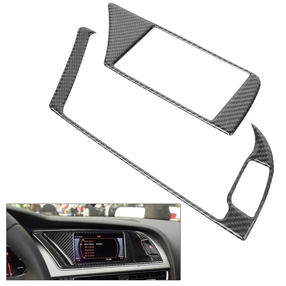 Carbon Fiber Car GPS Navigator Panel Trim Interior Frame For Audi A4 A5 2009 2010 11 12 13 14 2015 2016 ONLY Left Driver Cars