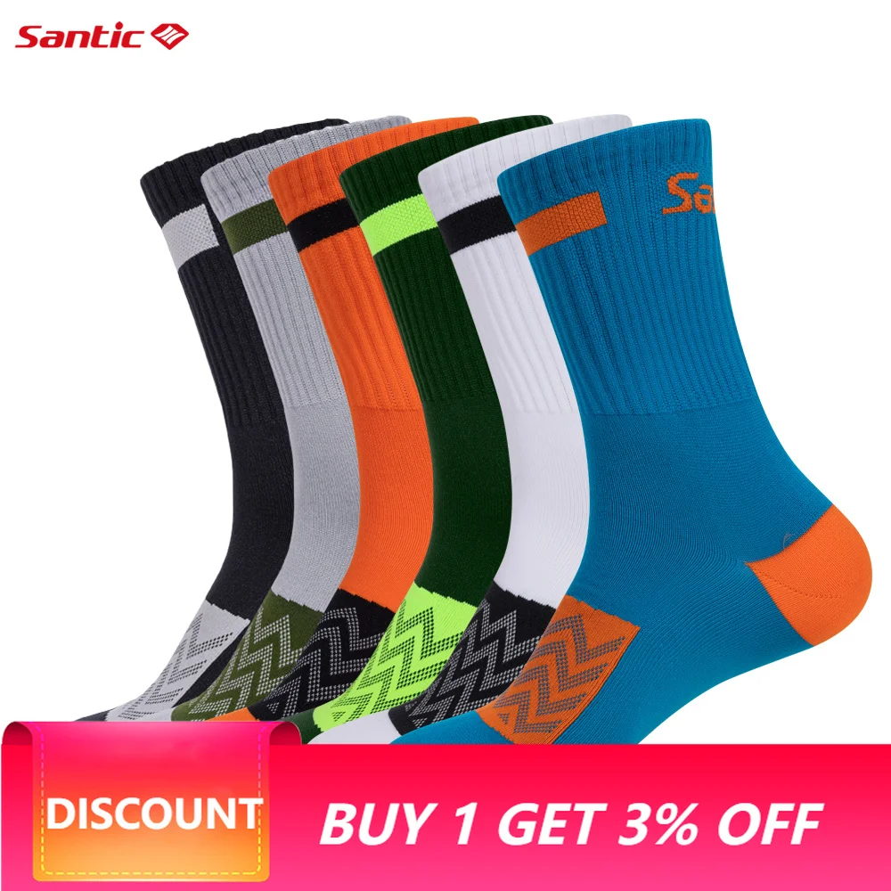 Santic Cycling Socks Breathable Multi Color High Elasticity Sports Outdoor Fitness Socks K3P146