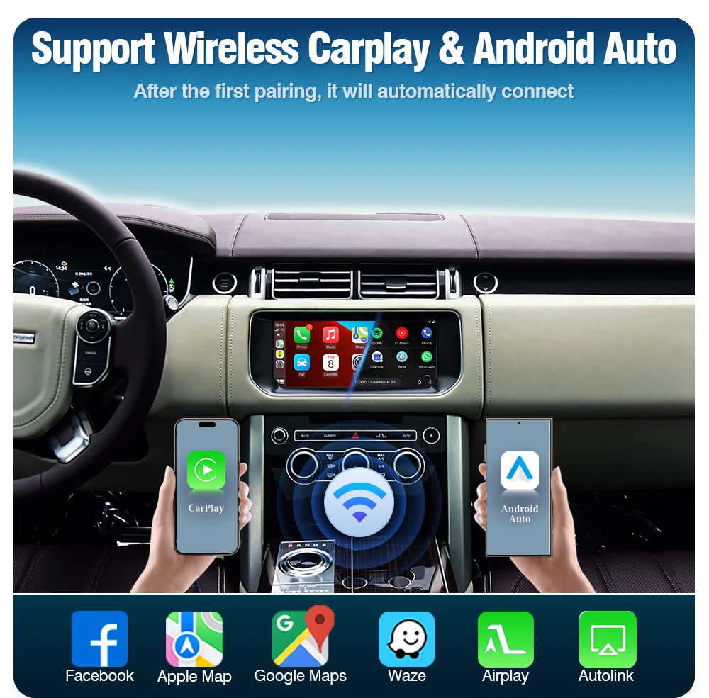 AUTOTOP Wireless CarPlay Airplay AI BOX für Land Rover Jaguar Bosch Discovery4 Evoque Freelander2 XE XF XJL Harman Android Auto – Detail 5