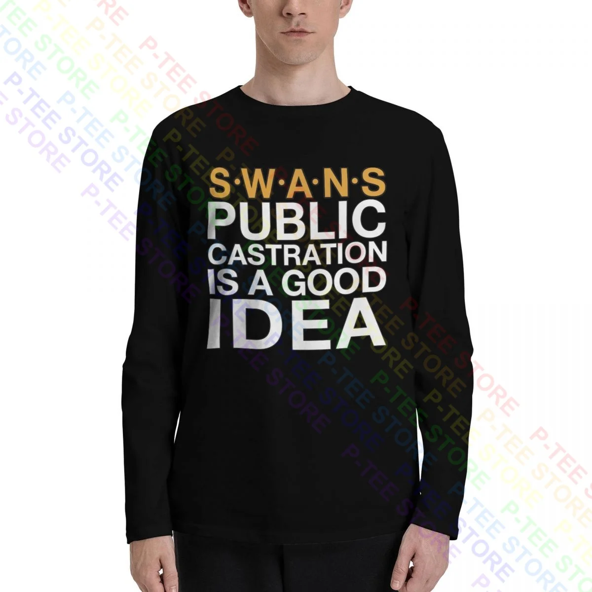 Swans Public Castration Is A Good Idea Swans Band Long Sleeve T-Shirts T-shirt Tee Soft Casual Hip Hop Comfortable