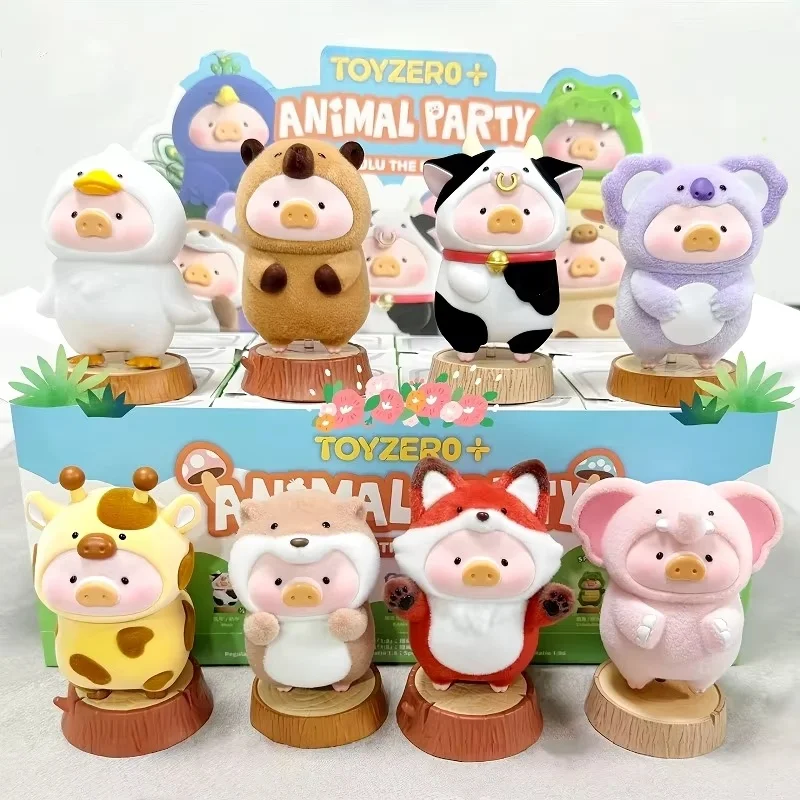 متوفر في المخزون الأصلي لولو الخنزير الحيوان سلسلة الحفلات صندوق أعمى لطيف أصبع عمل الشكل الفيل أنيمي الدمى اللعب الهدايا الساخن